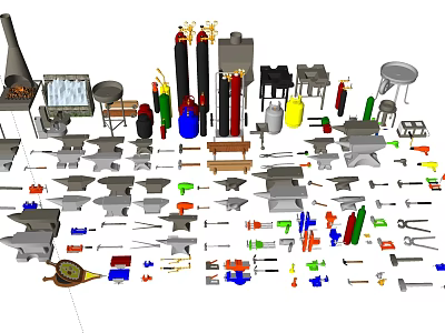 Various Types of Hand Tools And Equipment Collection For Industrial Workshop Use 3d model