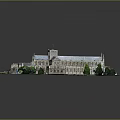Historic Architecture Grand Structure With Towers Spires Green Lawns And Trees