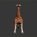 Orange And White Patterned Giraffe Toy Standing On Dark Background With Reflection 3d model