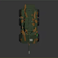 Military Wheeled Tank with Green Orange Camouflage Paint Turret Antennas and Weapons