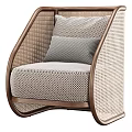 Comfortable Leisure Chair with Wooden Frame Woven Sides and Gray Cushions for Modern Living