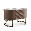 Modern Bedside Tables With Brown Quilted Design Marble Top And Metal Legs