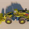 Yellow And Blue Heavy Duty Construction Loader With Large Bucket And Tires