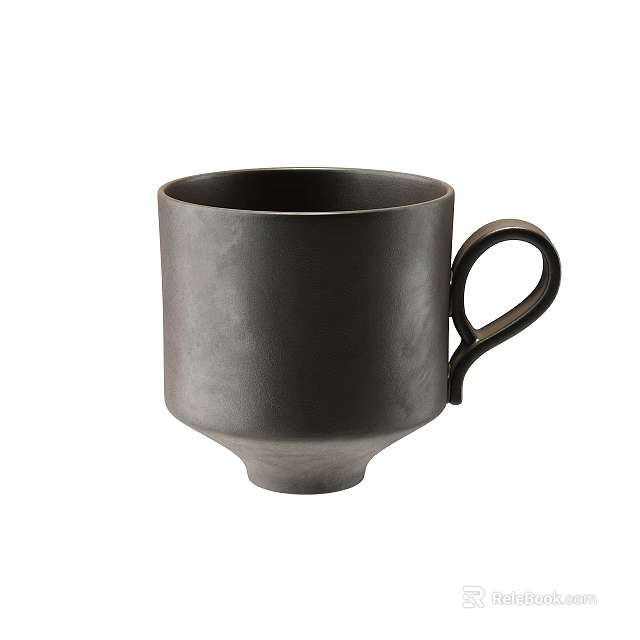 Black Matte Mug With Minimalist Design Sleek Handle And Narrow Base 3d model 