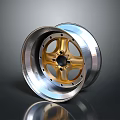 Modern Car Alloy Wheel With Gold Center And Silver Rim Spoke Design