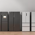 Multiple Modern Refrigerators in Dark and Light Colors Different Designs Kitchen Appliances 3d model