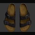 Leather Sandals With Cork Sole And Metal Buckles For Daily Casual Wear