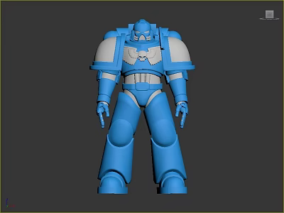 Blue Armored Robot 3D Model as Game Movie Sci Fi Character Design 3d model