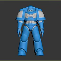 Blue Armored Robot 3D Model as Game Movie Sci Fi Character Design