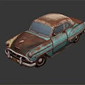 Vintage Rusty Teal Classic Car With Weathered Exterior And Brown Rust Spots