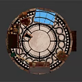 Unique Spherical Building Design With Grid Framework Wooden Interior And Blue Details