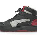 PUMA High-top Leather Sneakers With Black Red And White Lace Up Design