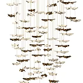 Elegant Modern Multiple Hanging Pendant Lights With Butterfly Shaped Decorative Design 3d model