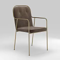 Modern Brown Velvet Accent Chair With Gold Metal Frame Tufted Backrest And Armrests