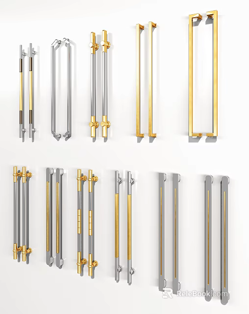 Modern Gold And Silver Door Handles For Stylish Home Furniture Design 3d model 