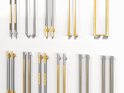 Modern Gold And Silver Door Handles For Stylish Home Furniture Design 3d model
