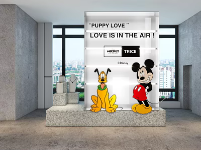 Public Facility with Dog and Mickey Mouse Display for Puppy Love Theme by Andy Tyrice Company 3d model