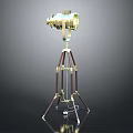 Vintage Brass Spotlight Equipment With Adjustable Tripod Stand And Metallic Body
