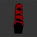 Red High Heel Shoes With Strappy Design And Black Platform Sole