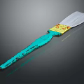 Colorful Paintbrush With Turquoise Handle Red Dots Yellow Section And White Bristles