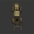 Old Yellow Construction Loader With Large Worn Tires And Front Bucket 3d model