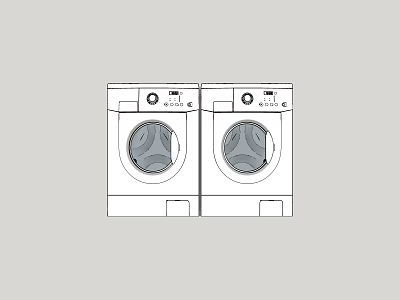 Two White Front Loading Washing Machines With Control Panels And Round Doors 3d model