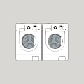 Two White Front Loading Washing Machines With Control Panels And Round Doors 3d model