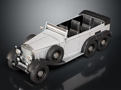 Classic Vintage Convertible Car With Open Top Black Soft Top And Retro Styling 3d model