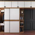 Modern Wardrobe Design With Sliding Doors Wooden Frame And Internal Storage Shelves