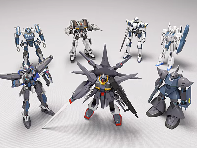 Smart Machines Showcasing Diverse Robot Models With Different Colors And Mecha Designs 3d model