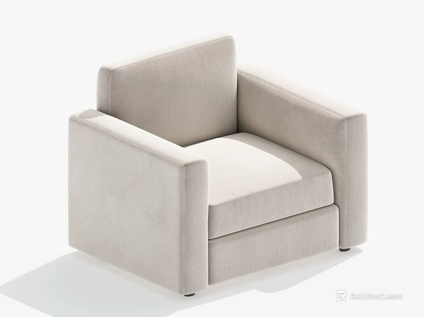 Modern Single Sofa With Light Beige Fabric Upholstery And Clean Lines Comfortable Design 3d model 