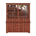 Vintage Wooden Entryway Console Cabinet With Glass Doors Drawers And Metal Handles