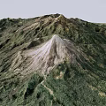 3D Rendered Mountain Landscape With Lush Green Vegetation And White Snowy Peak