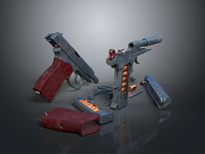 modern pistol semi-automatic pistol automatic pistol modern weapon 3d model