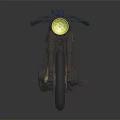Custom Golden Motorcycle With Purple Handlebars Vintage Body Design And Reflections