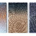 Modern Metallic Wave Texture Wall Decor Three Panel Artwork for Home 3d model