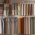 Various Colors Different Materials Curtains Displayed on Racks for Modern Home Decor