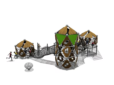 Outdoor Playground Equipment With Climbing Frames Net Structures Slides And Canopies For Kids 3d model