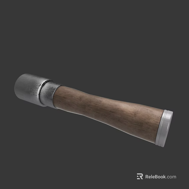 Wooden Handle With Metal Accent For Handheld Tool Grip Design 3d model 
