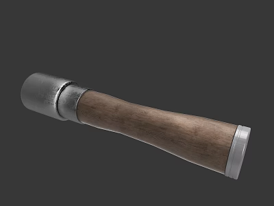 Wooden Handle With Metal Accent For Handheld Tool Grip Design 3d model