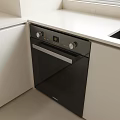 Modern Black Oven In White Kitchen Cabinet With Control Knobs And 3d model
