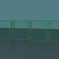 Green Metal Mesh Fence With Connected Multiple Rectangular Frames on Gray Floor 3d model