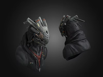 Game Movie Character With Mechanical Helmet And Leather Shoulder Armor Detailed Design 3d model