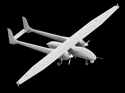 White Drone With Long Wings Propellers And Landing Gear Structure 3d model