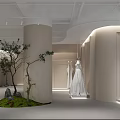 Elegant Modern Clothing Store With White Dresses And Greenery Interior Design