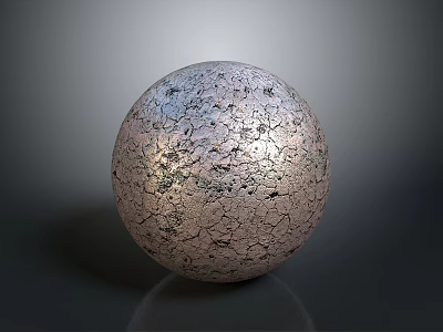 Modern Metallic Decorative Sphere With Cracked Textured Surface For Home Decor 3d model