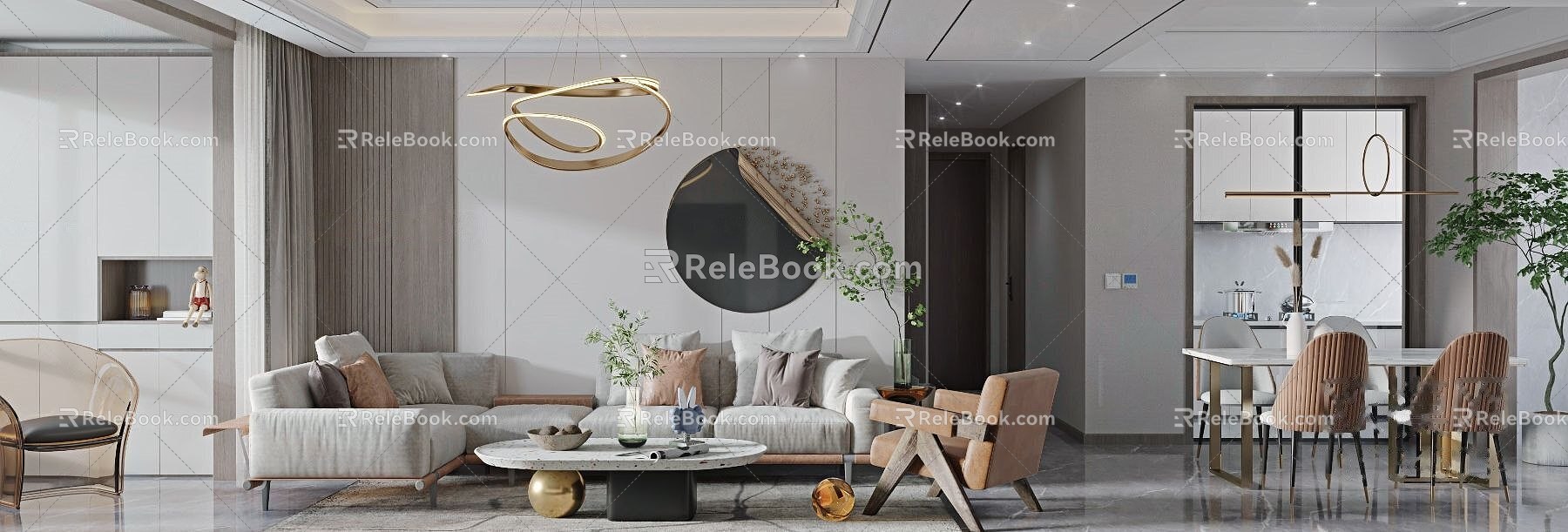 Modern Living Room Dining Room 3d model