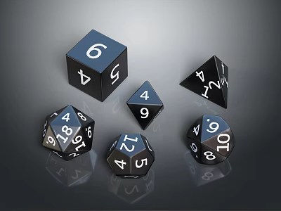 Black Cube Shaped Furniture Decor With White Numbers On Reflective Surface 3d model