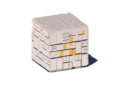 Geometric Decorative Cube With White Yellow Block Design For Modern Home Decor 3d model