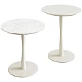 Two Modern Round Coffee Tables With White Base And Smooth Marble Top 3d model
